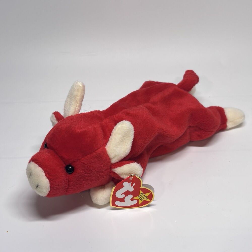 Ty Beanie Baby Snort the Bull 1995 Vintage Plush Retired Style 4002 Original Tag